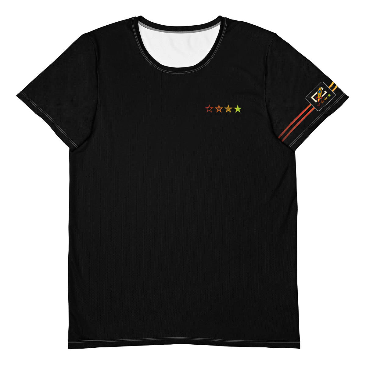 Black 4 Star Fade athletic tee with captain sleeve bands